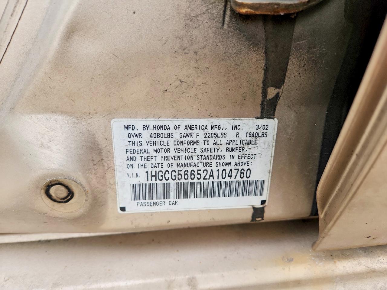 2002 HONDA ACCORD EX photo 34