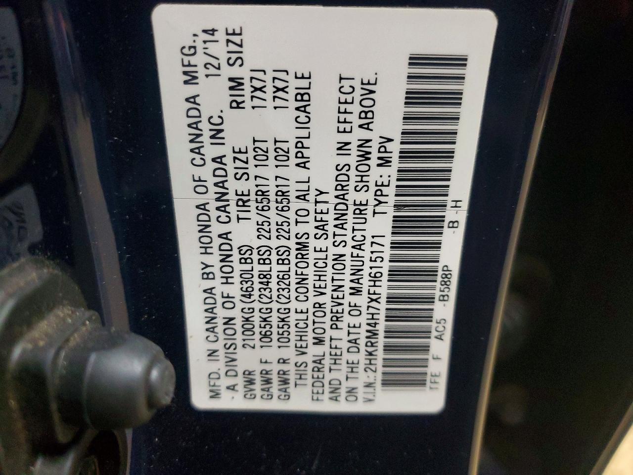 2015 HONDA CR-V EXL photo 37