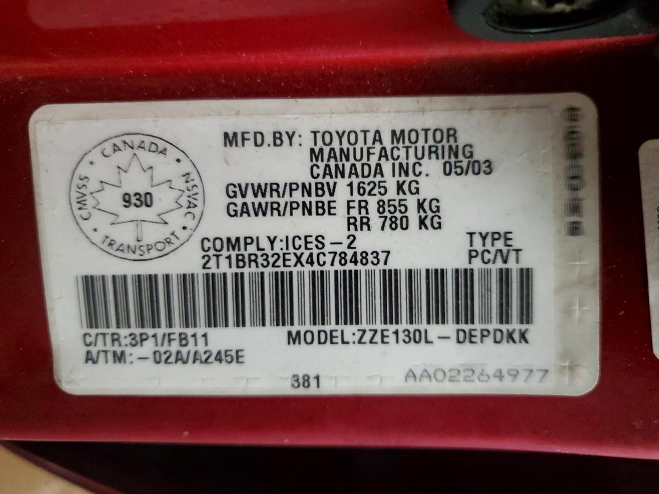 2004 TOYOTA COROLLA CE photo 23