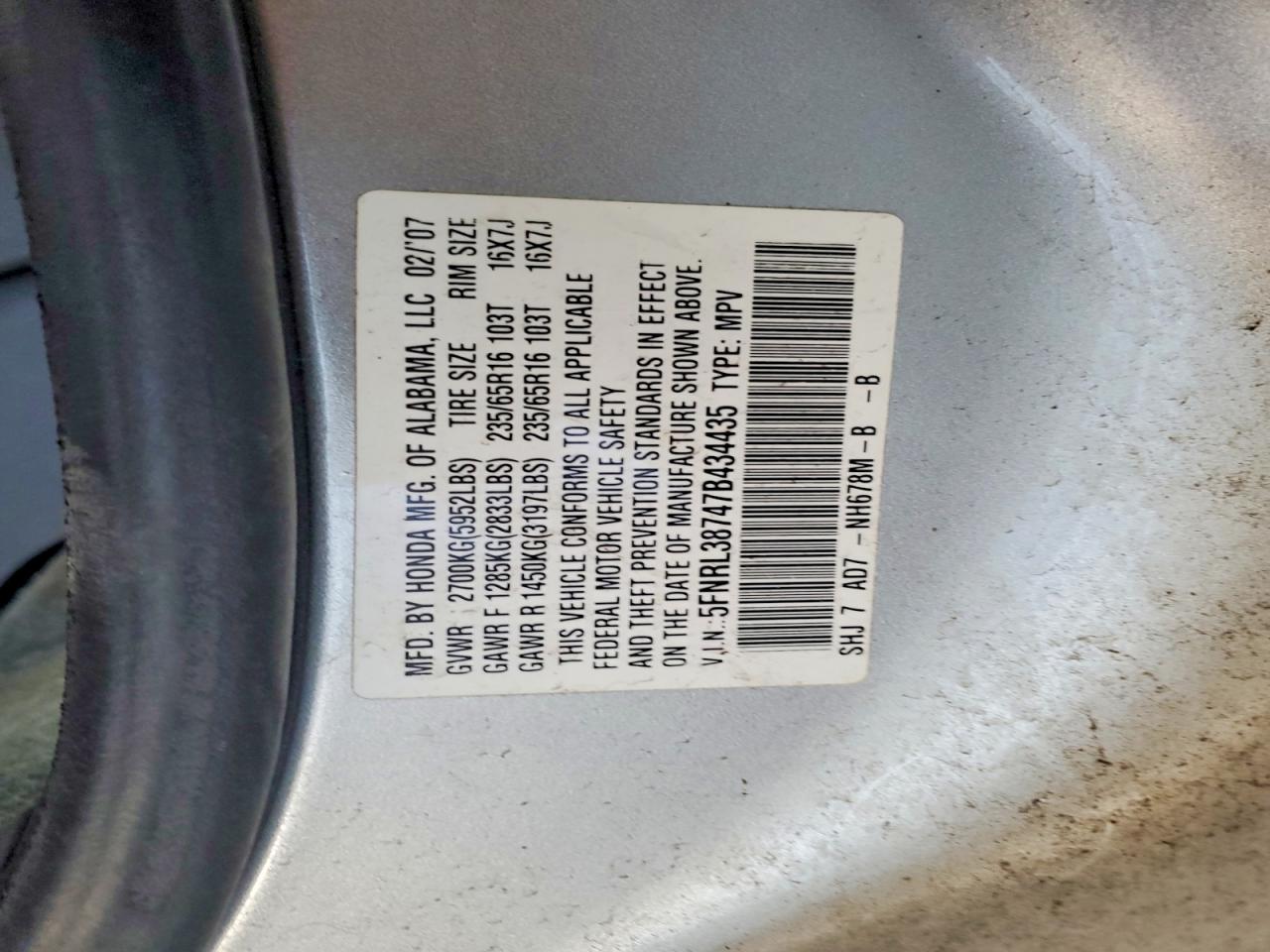 2007 HONDA ODYSSEY EXL photo 13