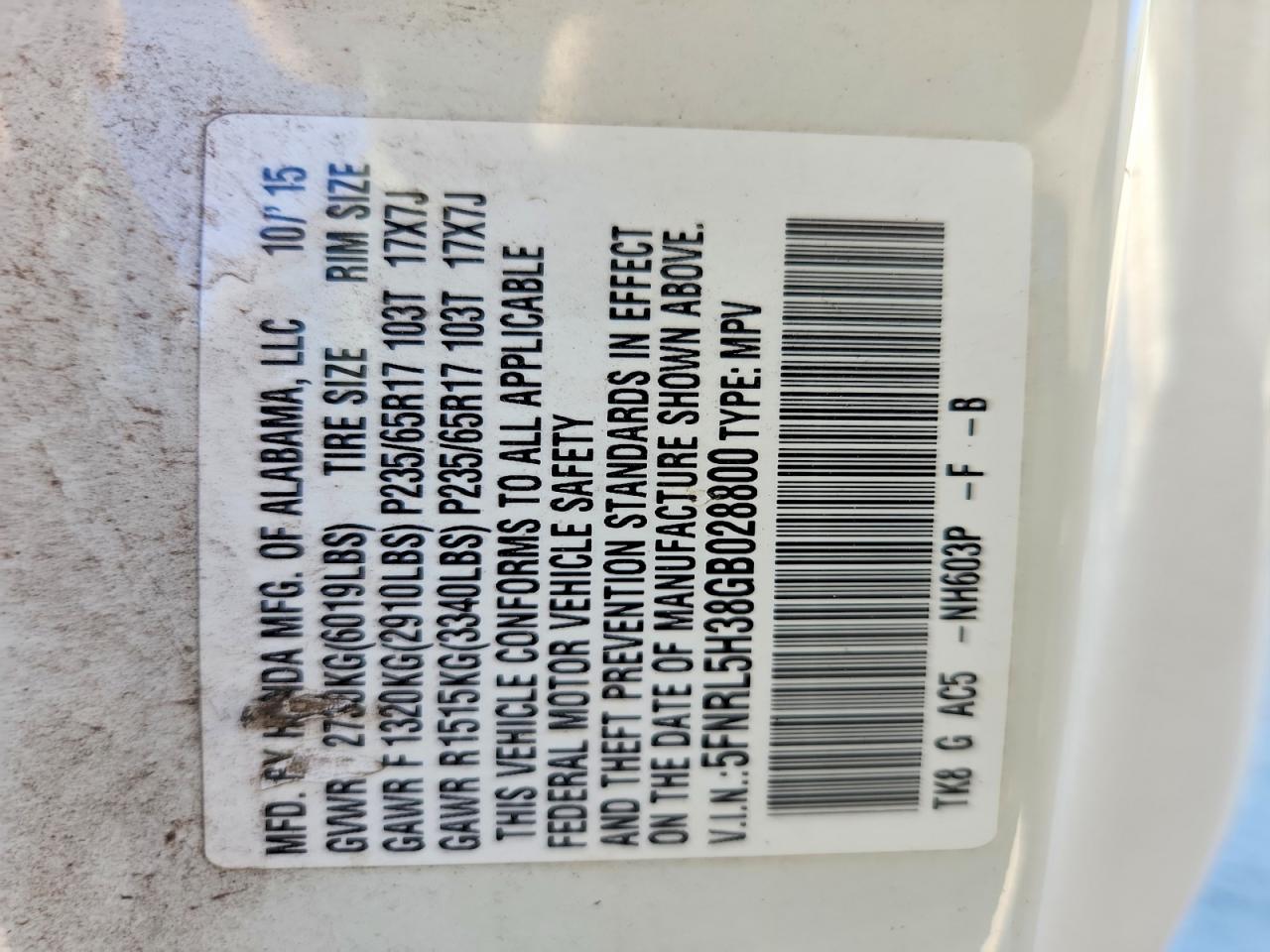 2016 HONDA ODYSSEY SE photo 40