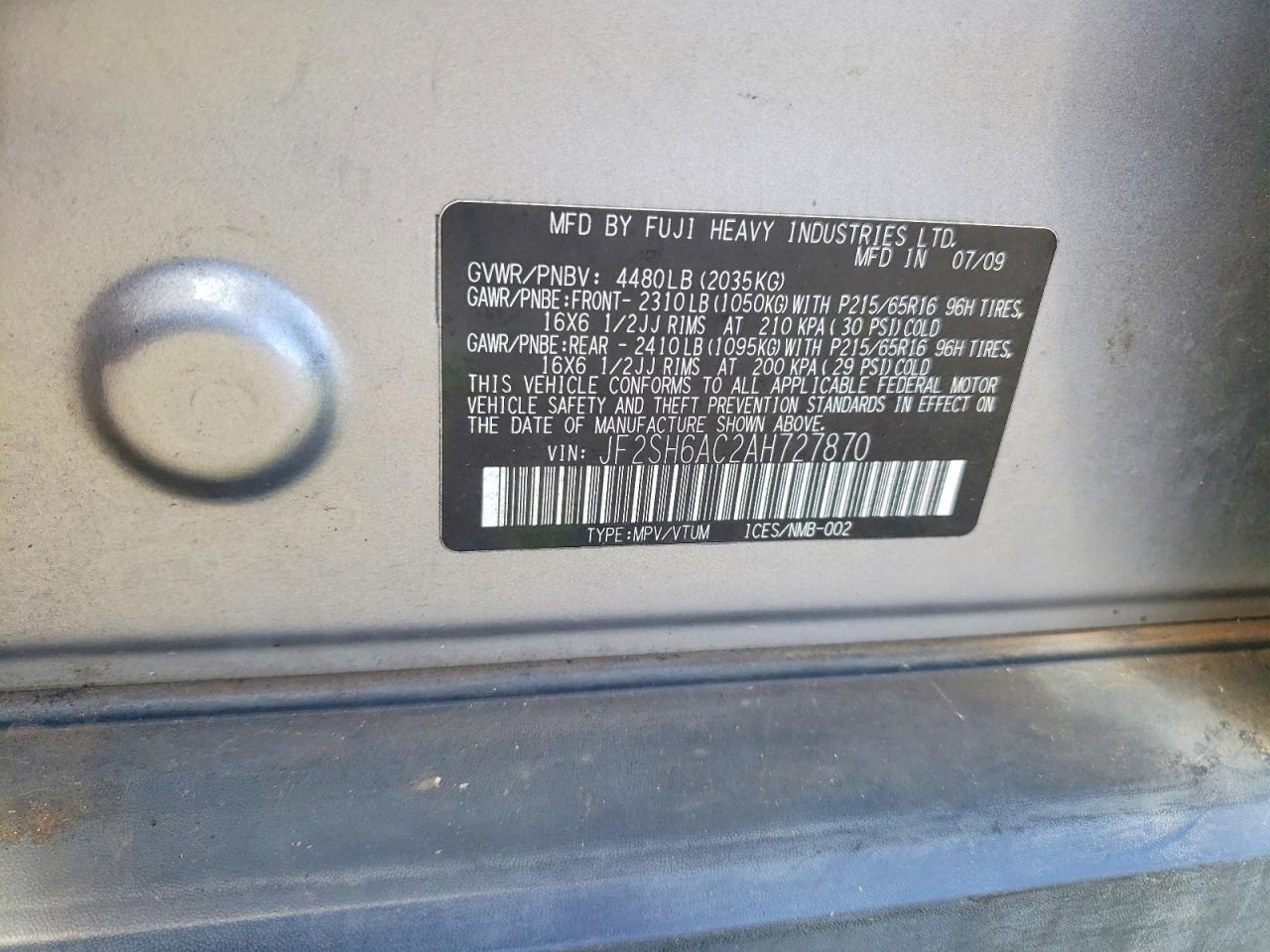 2010 SUBARU FORESTER 2.5X photo 25