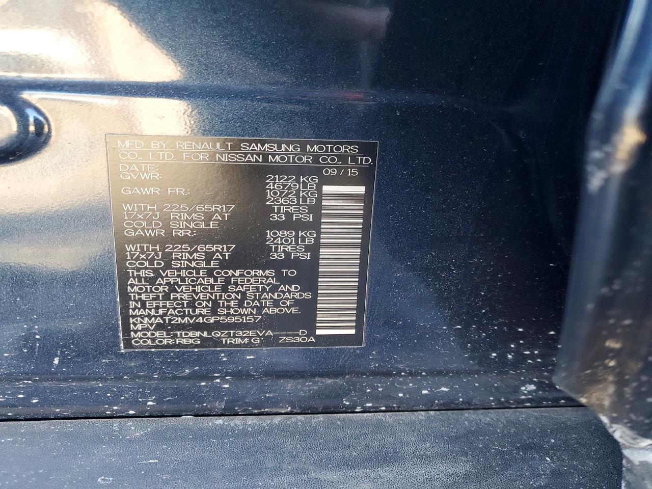 2016 NISSAN ROGUE SV photo 23