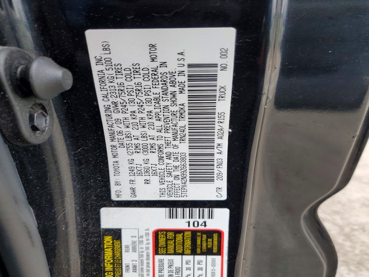 2009 TOYOTA TACOMA photo 23
