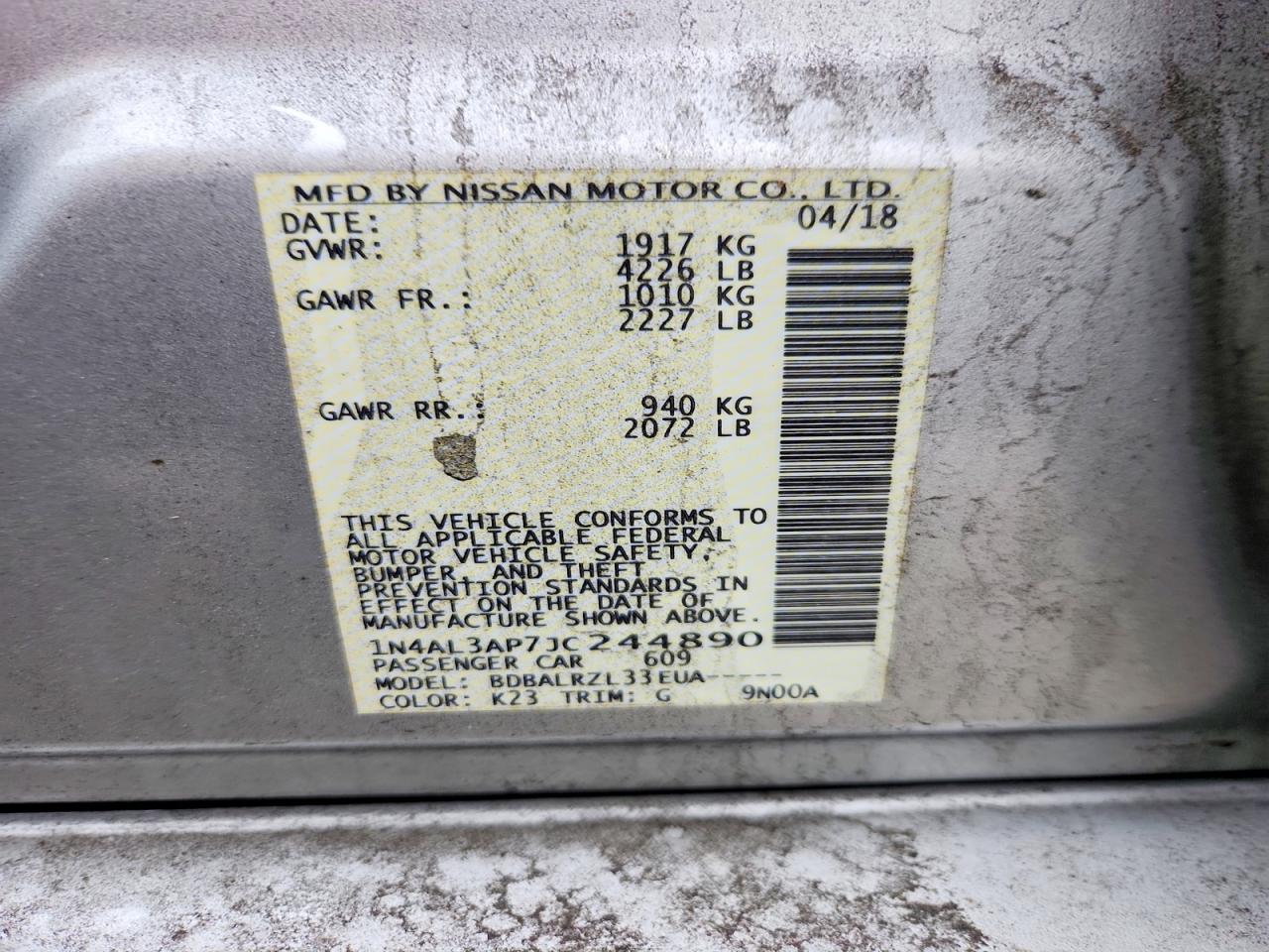 2018 NISSAN ALTIMA 2.5 SL photo 23