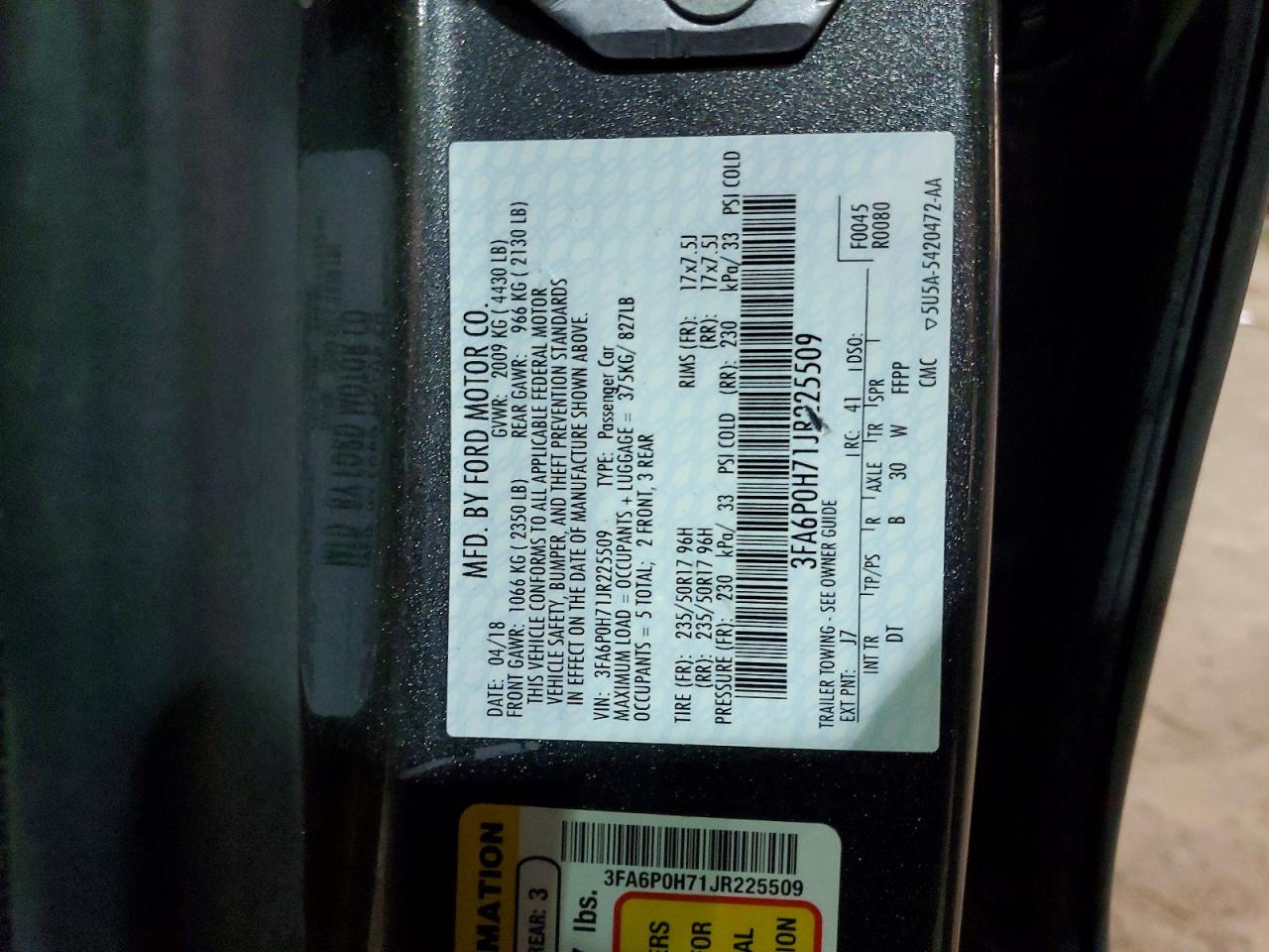 2018 FORD FUSION SE photo 12