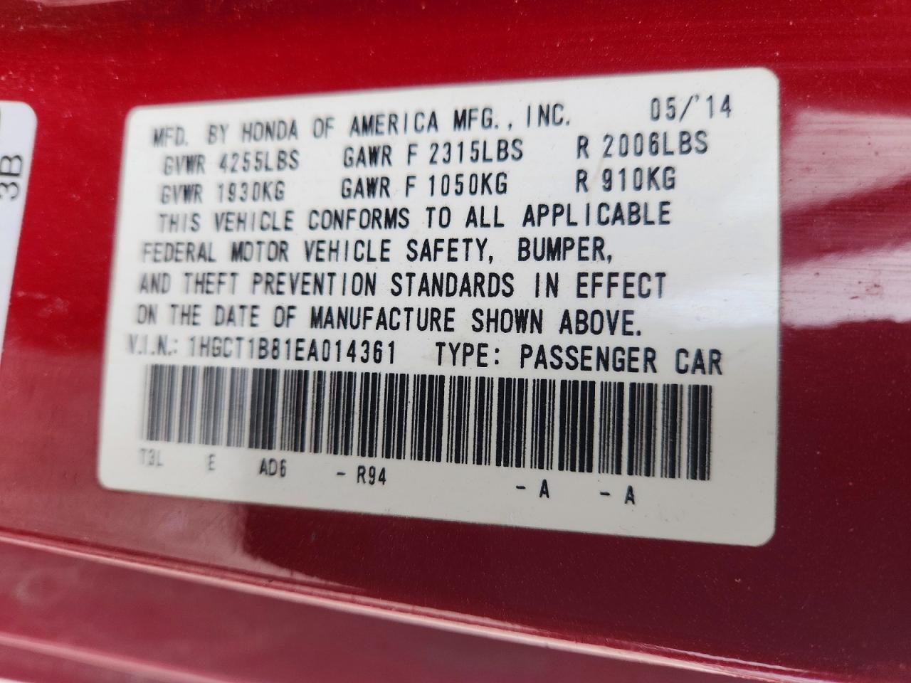 2014 HONDA ACCORD EXL photo 25