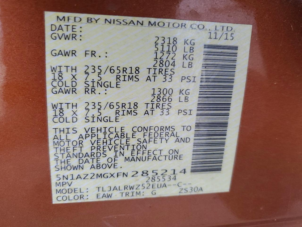 2015 NISSAN MURANO photo 34
