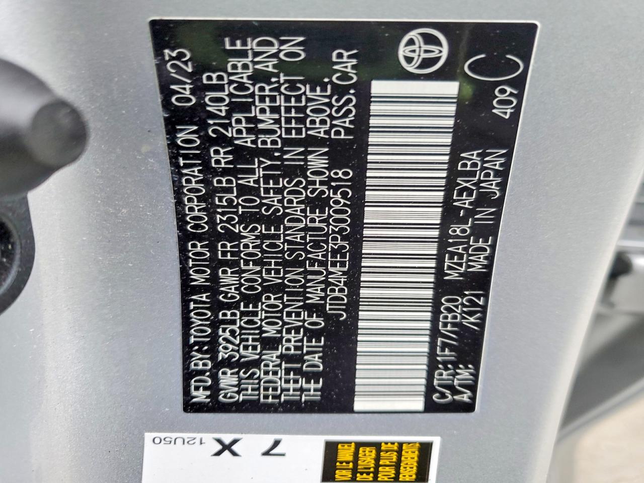 2023 TOYOTA COROLLA LE photo 13