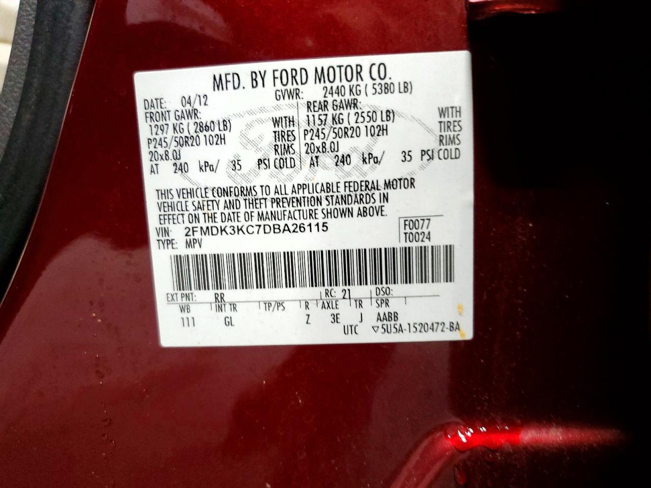 2013 FORD EDGE LIMITED photo 37