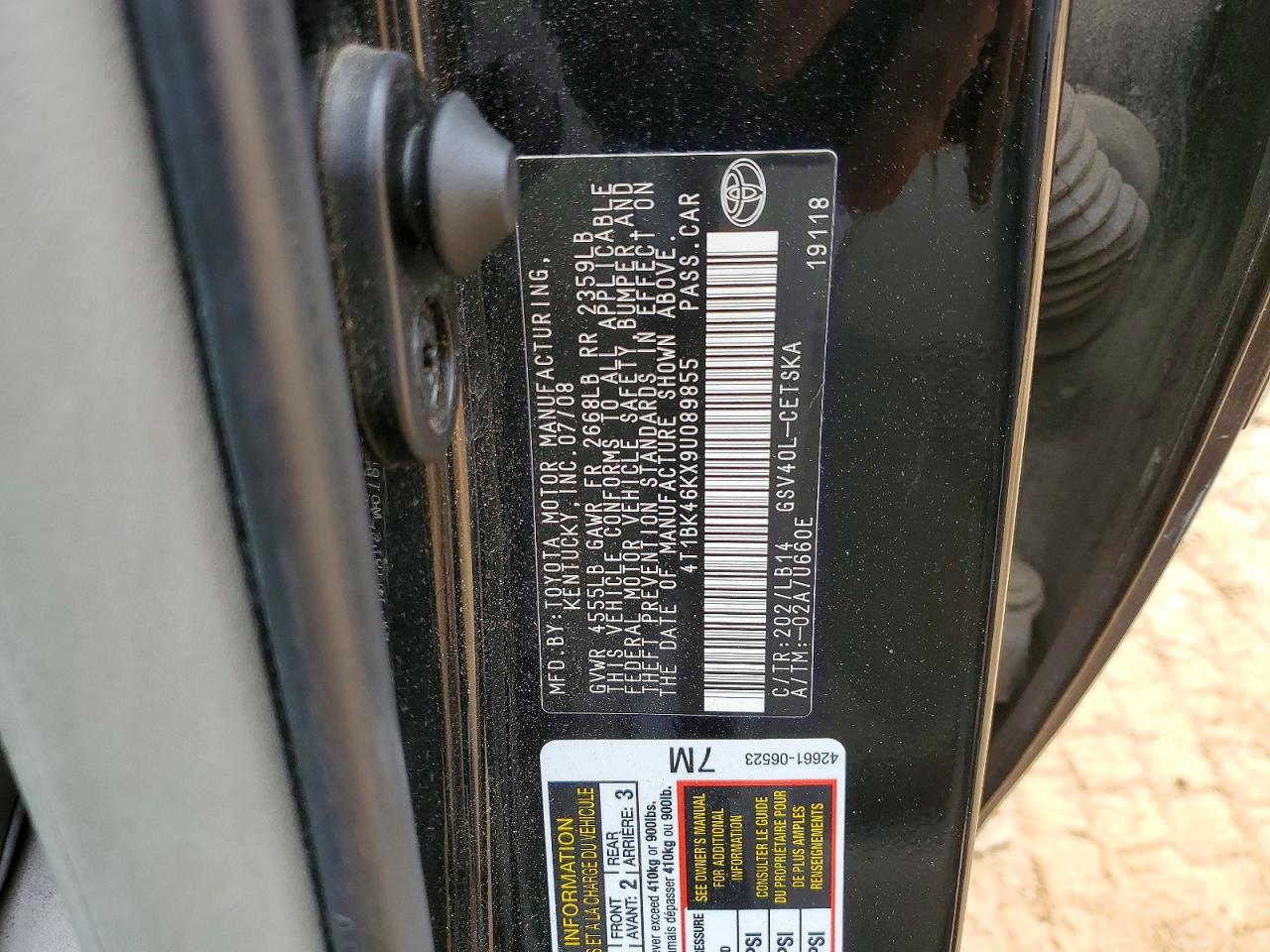 2009 TOYOTA CAMRY SE V6 photo 34