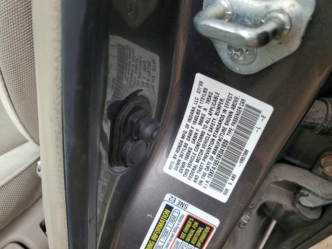 2009 HONDA CIVIC LX photo 23