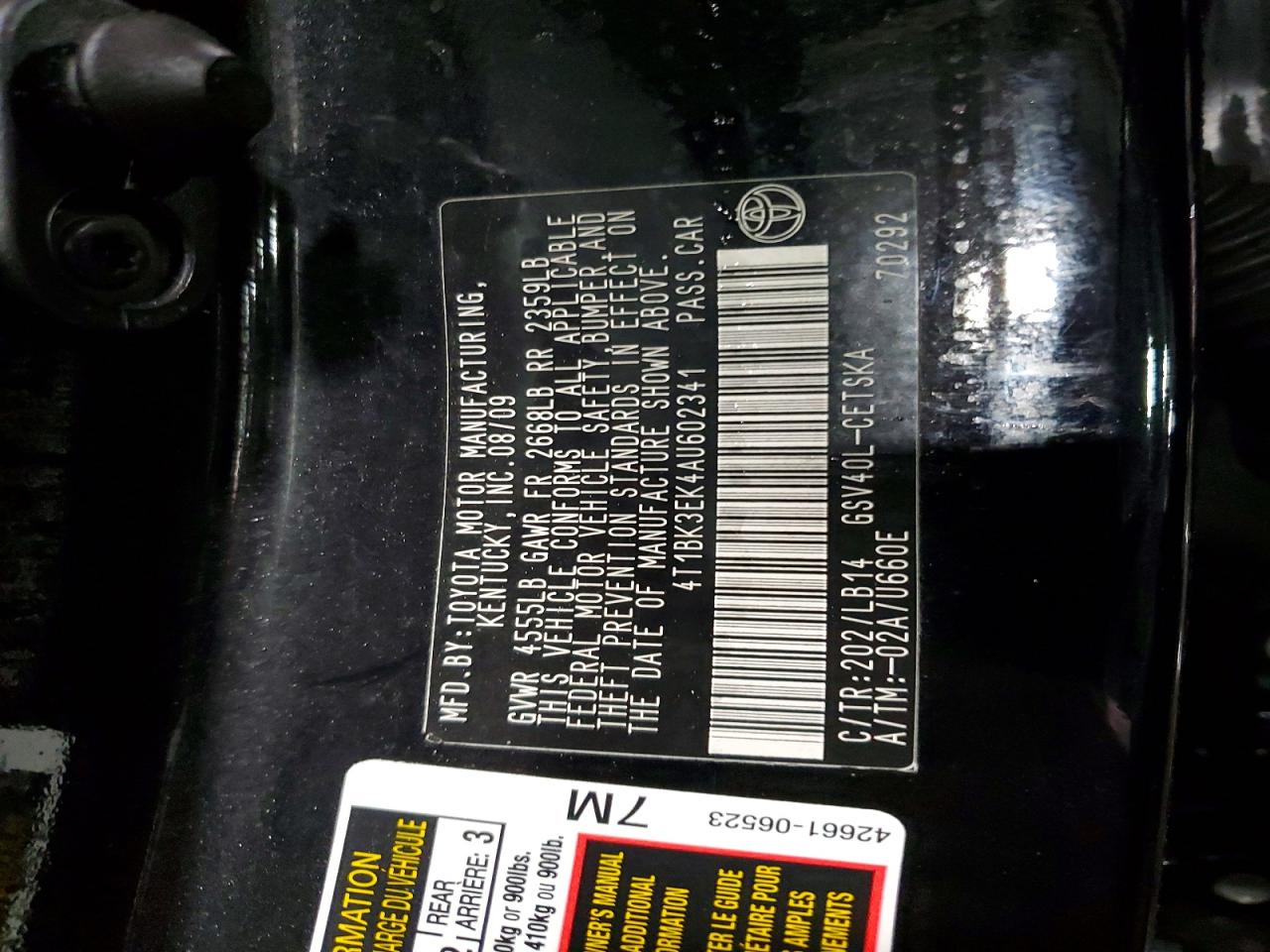 2010 TOYOTA CAMRY SE V6 photo 12
