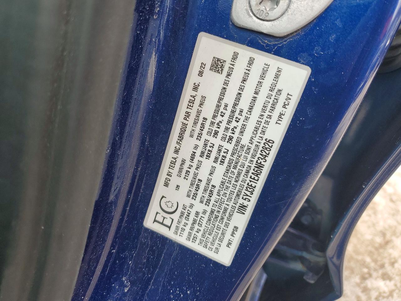 2022 TESLA MODEL 3 photo 12