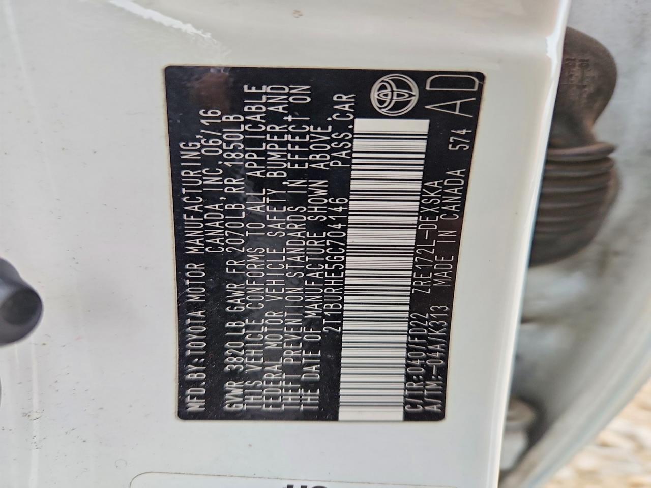 2016 TOYOTA COROLLA S PLUS photo 13