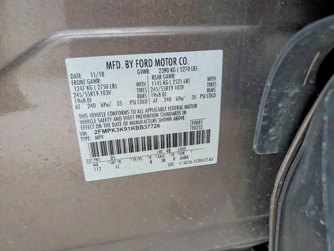 2019 FORD EDGE TITANIUM photo 13
