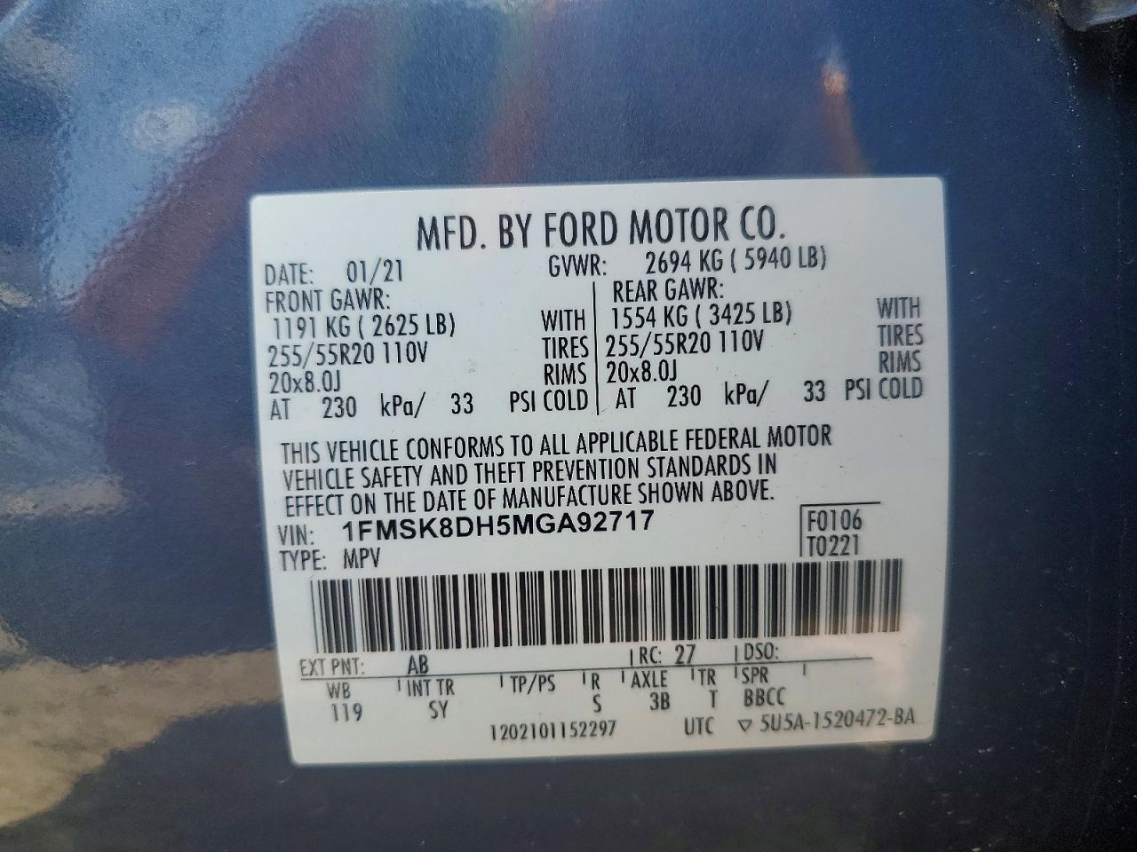 2021 FORD EXPLORER XLT photo 25