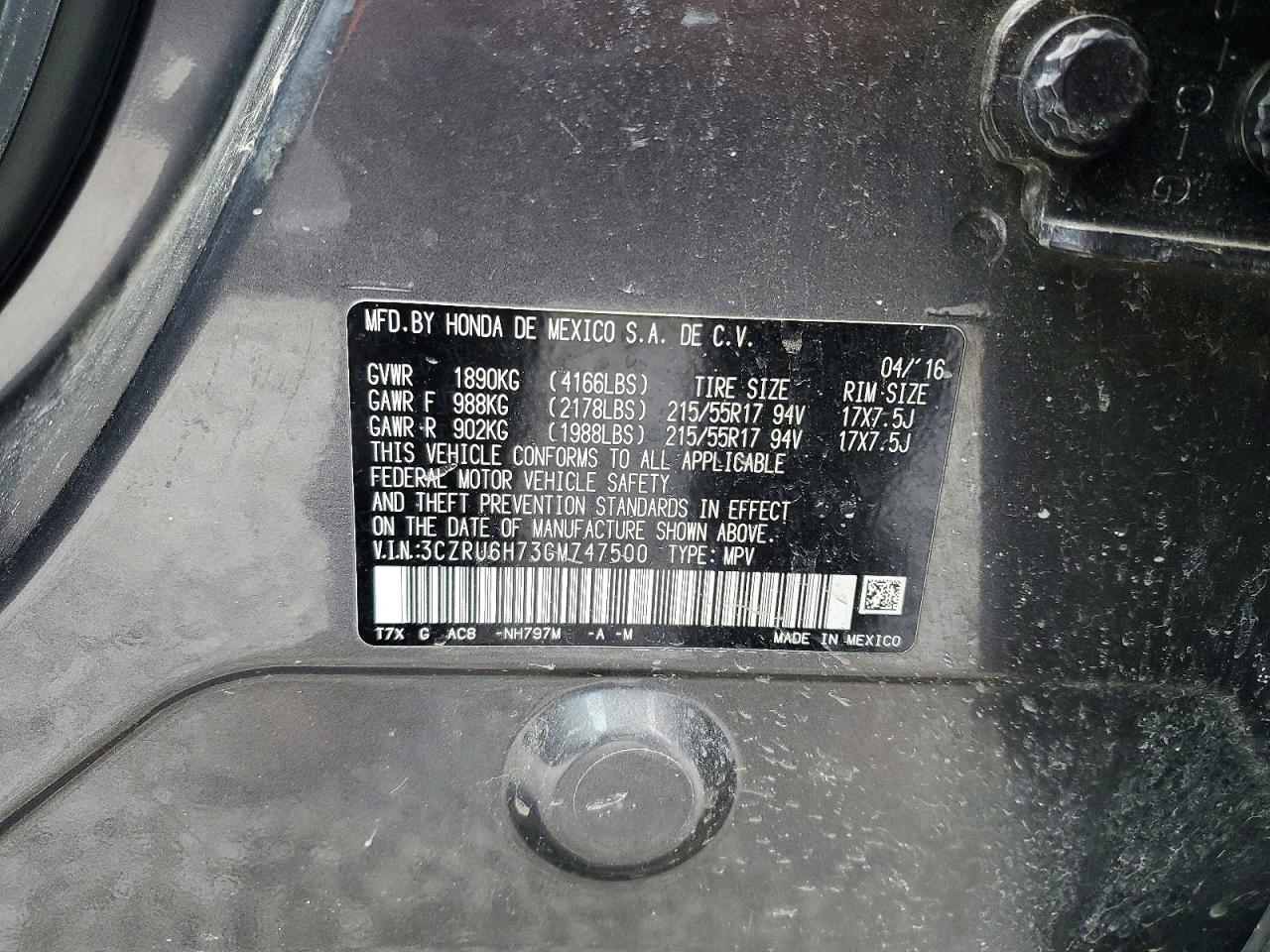 2016 HONDA HR-V EXL photo 14