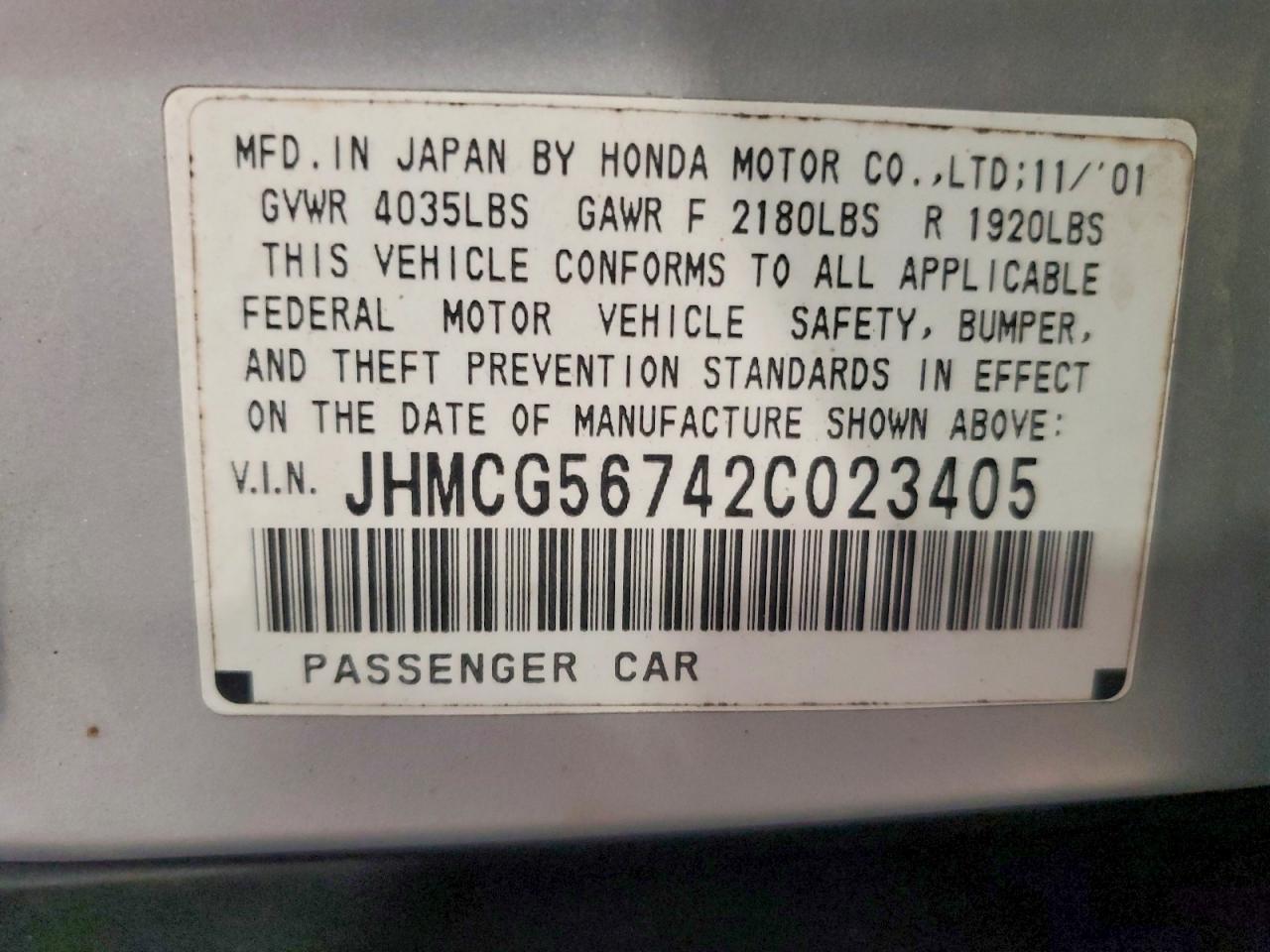 2002 HONDA ACCORD SE photo 12