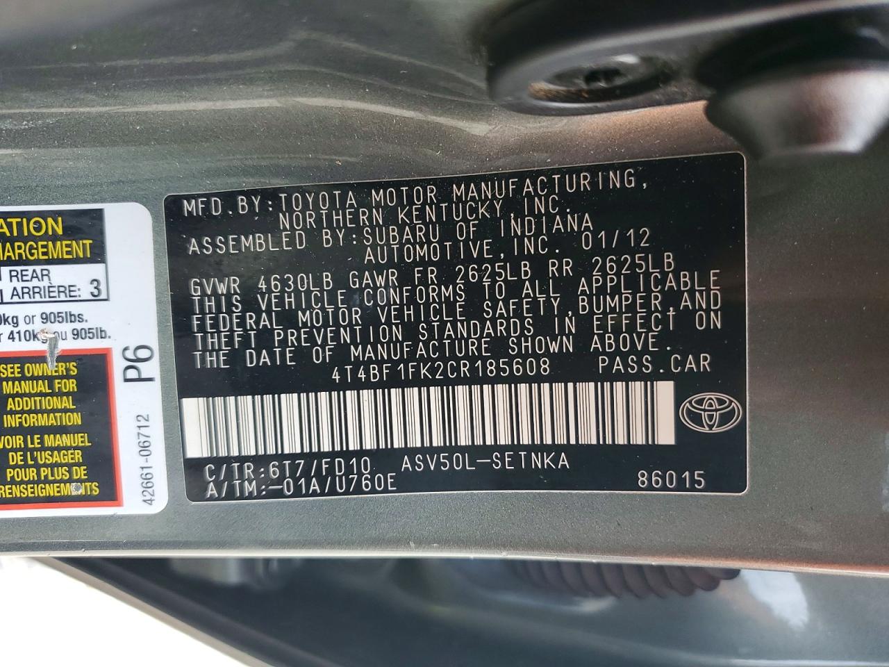 2012 TOYOTA CAMRY LE photo 13