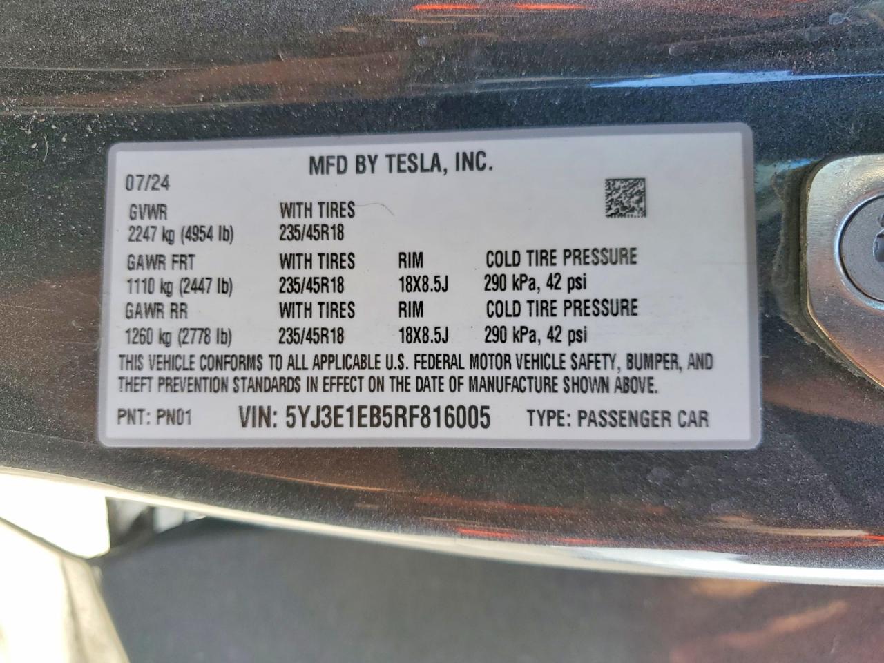2024 TESLA MODEL 3 photo 12