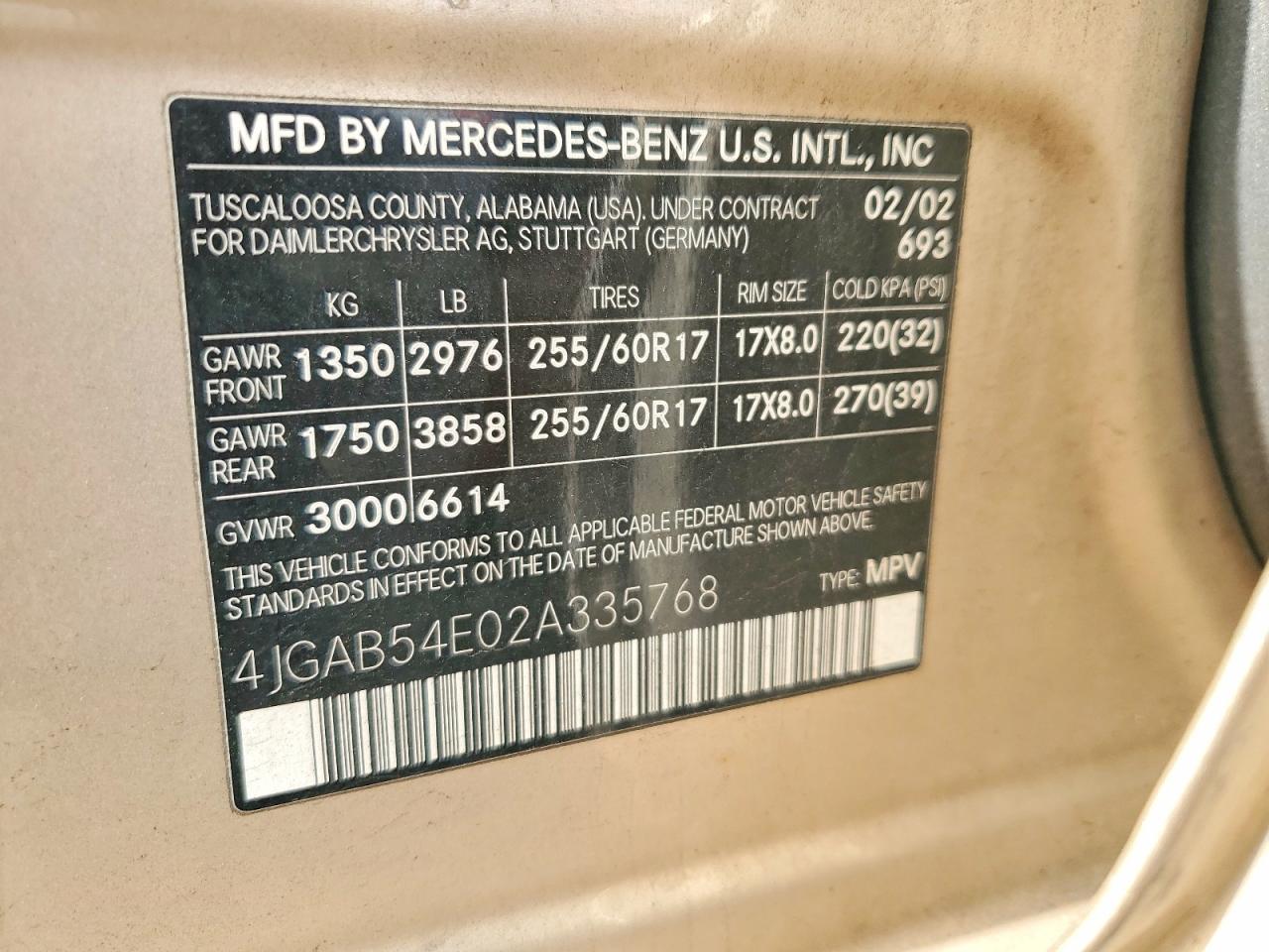2002 MERCEDES-BENZ ML 320 photo 13