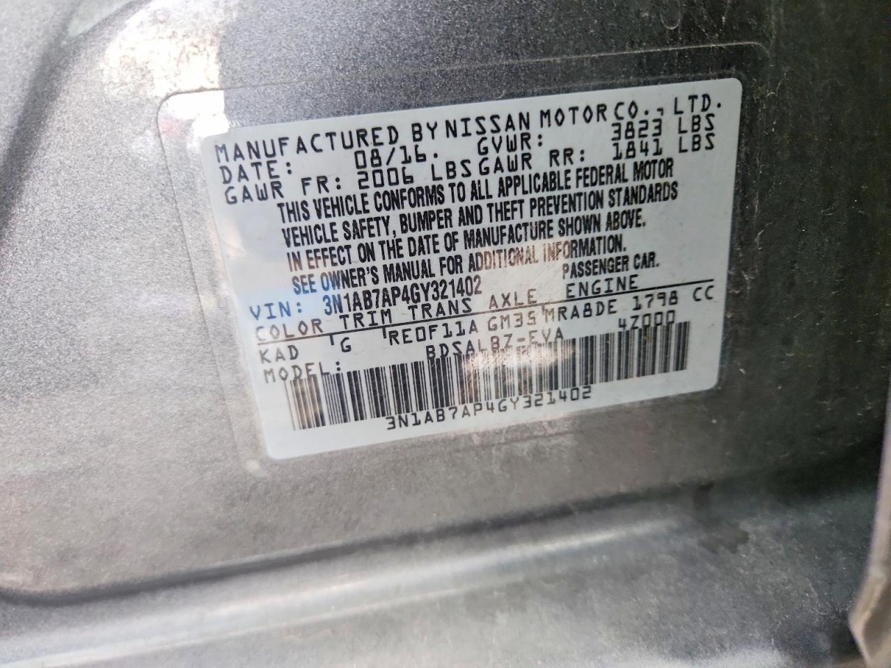 2016 NISSAN SENTRA S photo 12