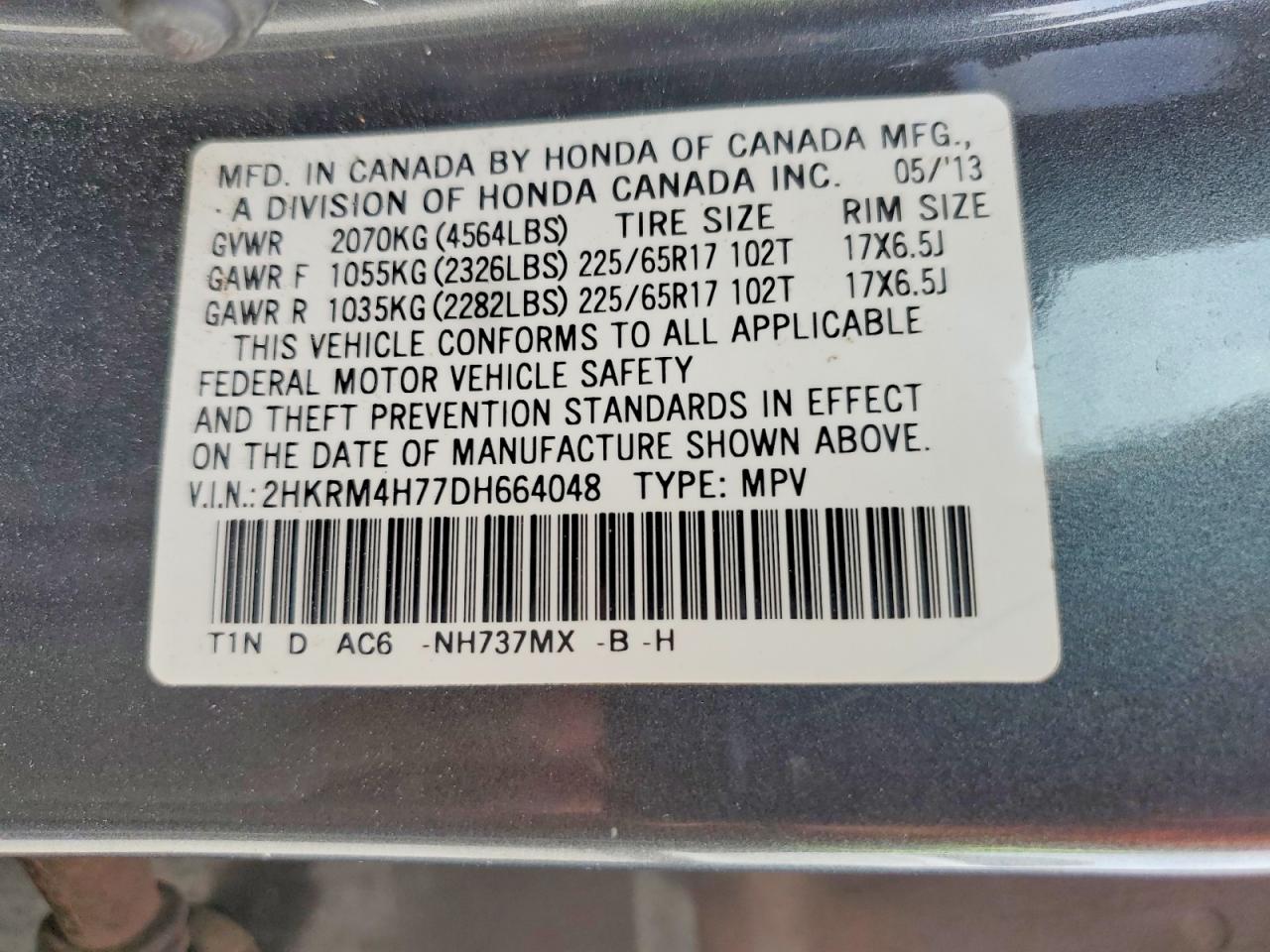 2013 HONDA CR-V EXL photo 13