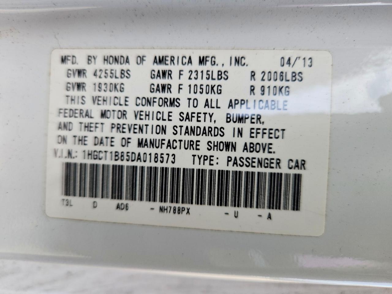 2013 HONDA ACCORD EXL photo 12