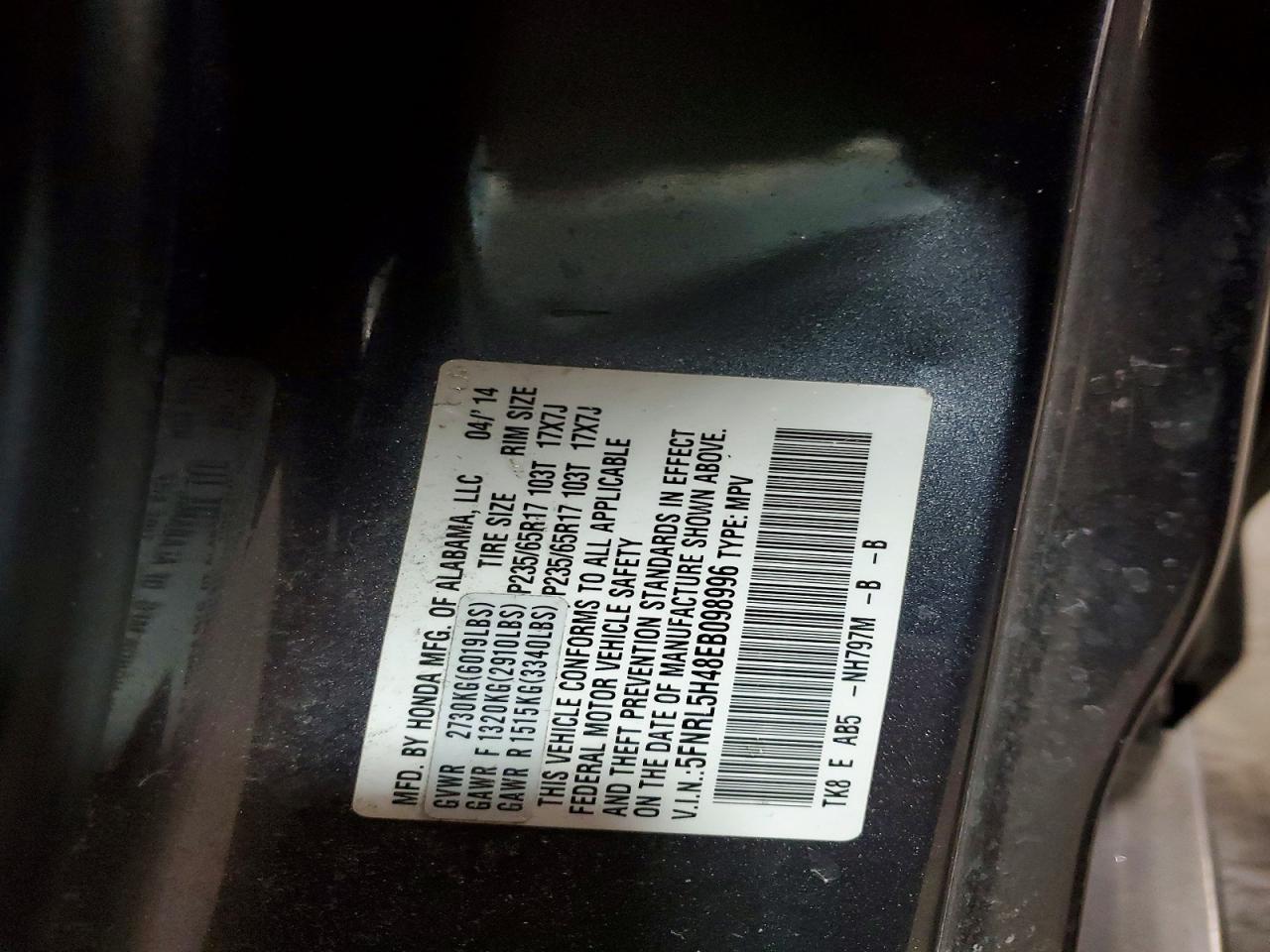 2014 HONDA ODYSSEY EX photo 13