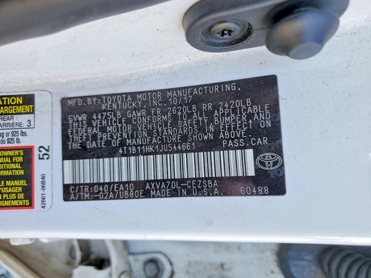 2018 TOYOTA CAMRY SE photo 34