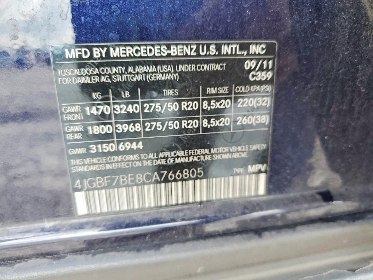 2012 MERCEDES-BENZ GL 450 4MATIC photo 14