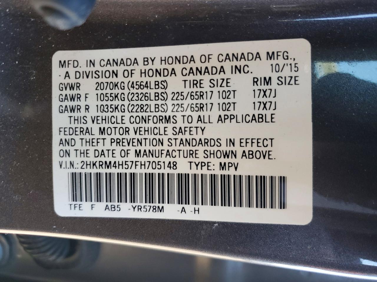 2015 HONDA CR-V EX photo 14