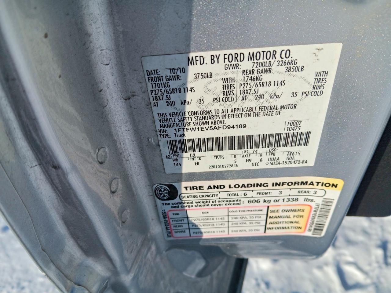 2010 FORD F150 SUPERCREW photo 12