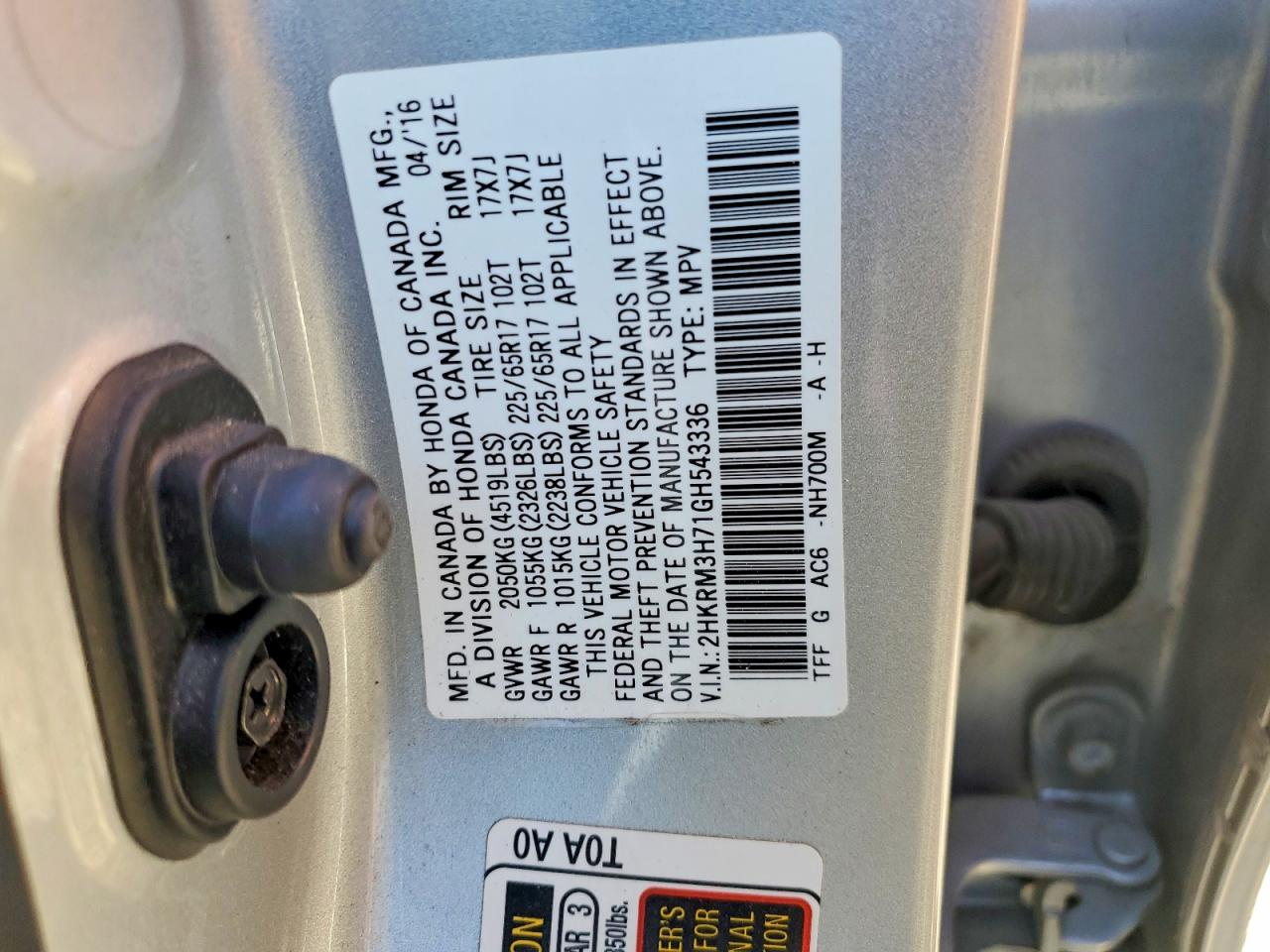 2016 HONDA CR-V EXL photo 12