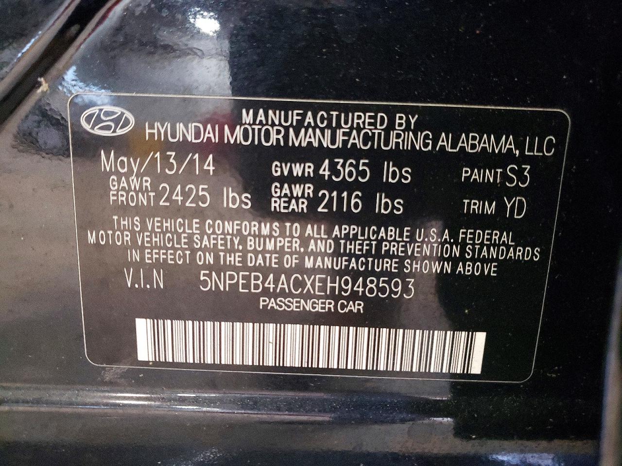2014 HYUNDAI SONATA GLS photo 12