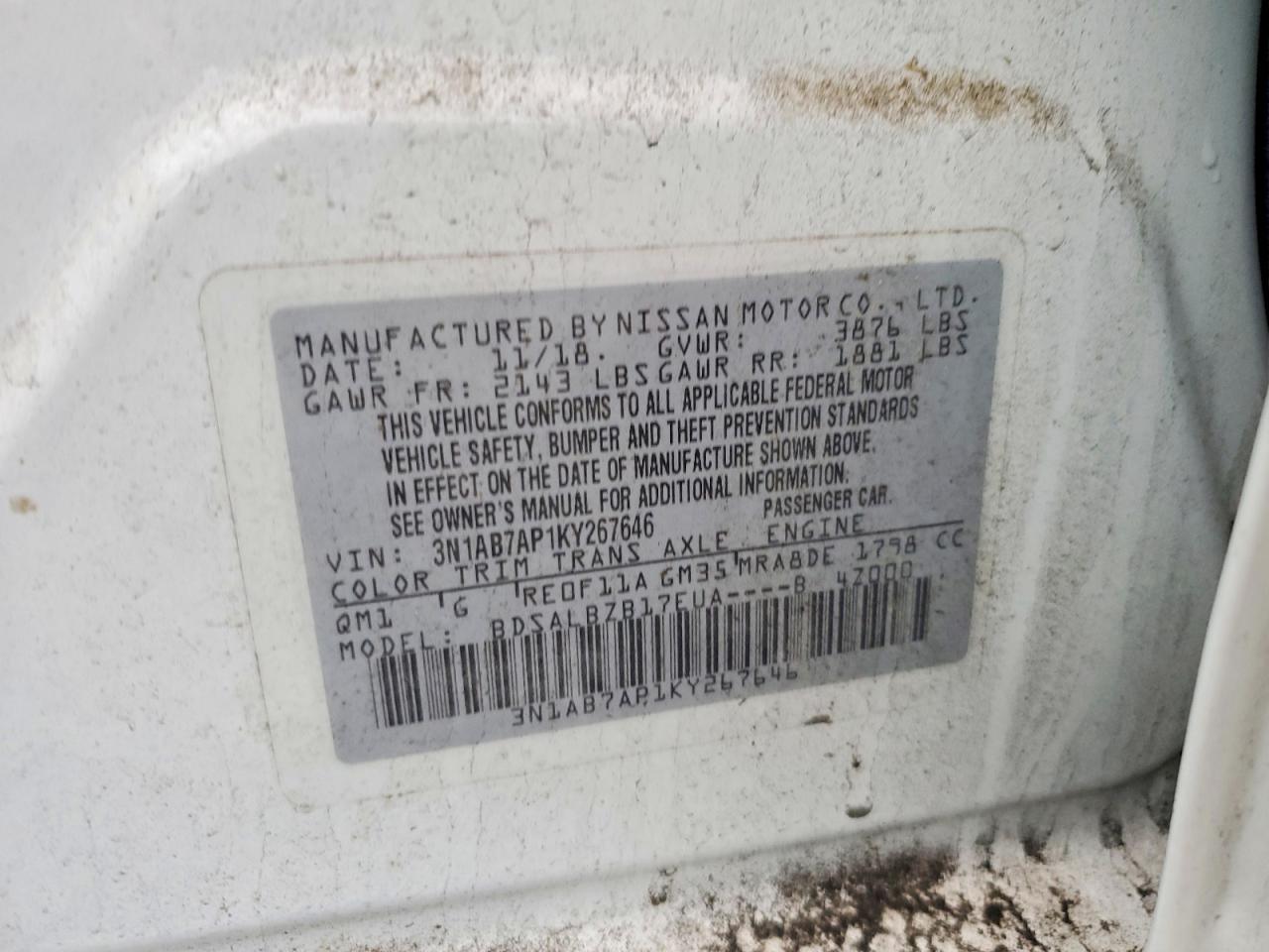 2019 NISSAN SENTRA S photo 34
