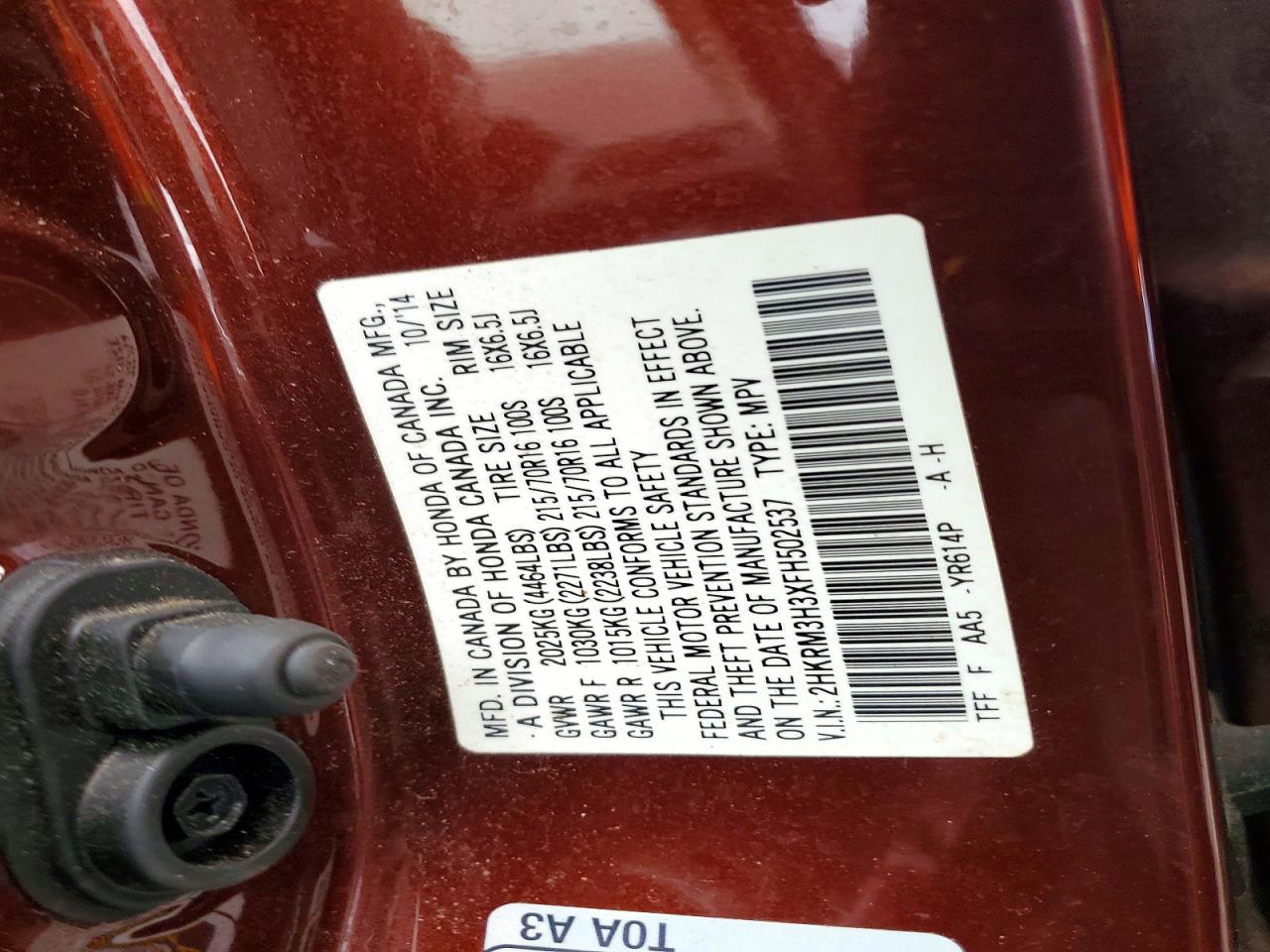 2015 HONDA CR-V LX photo 13