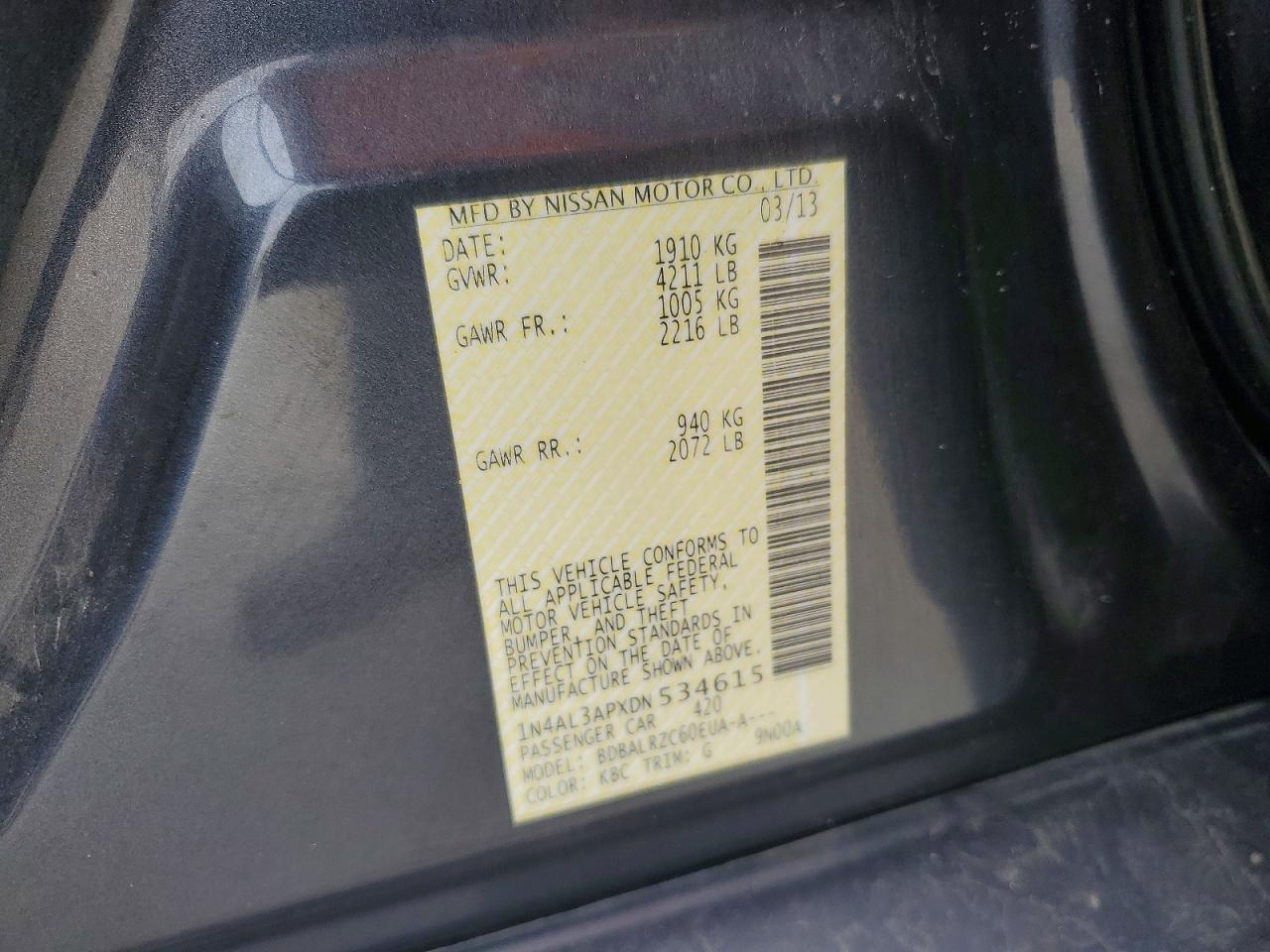 2013 NISSAN ALTIMA 2.5 photo 12