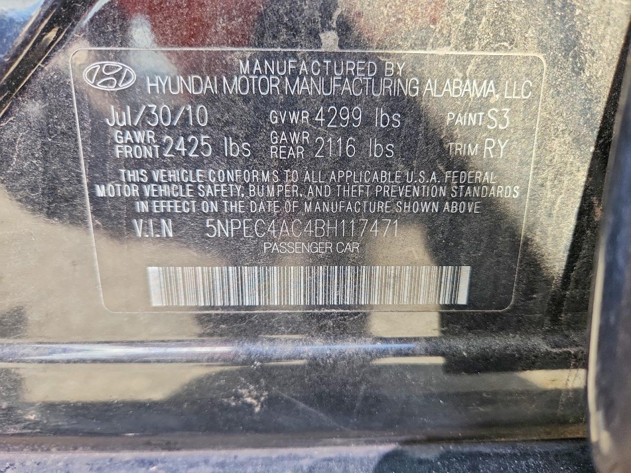 2011 HYUNDAI SONATA SE photo 12
