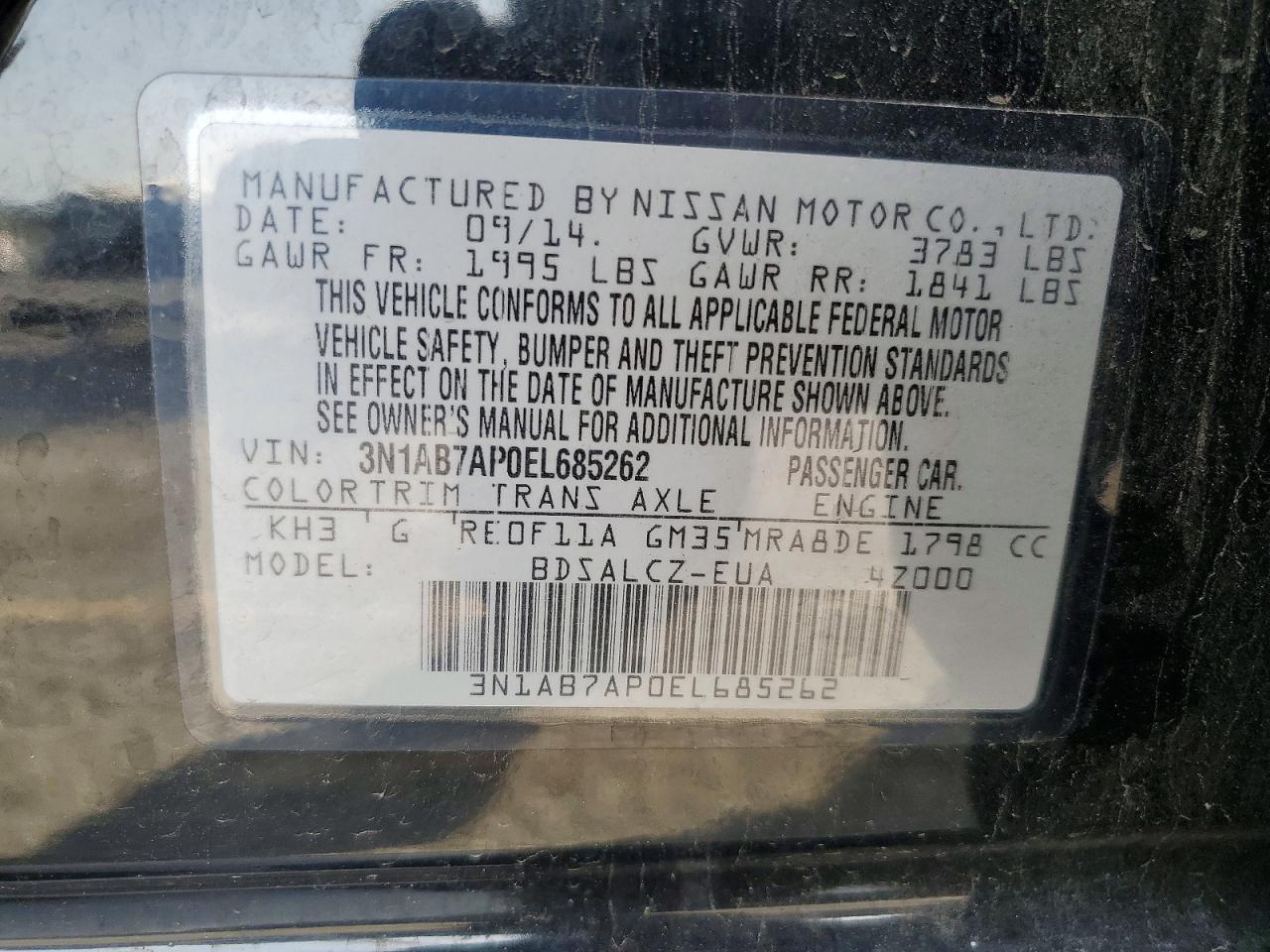 2014 NISSAN SENTRA S photo 13