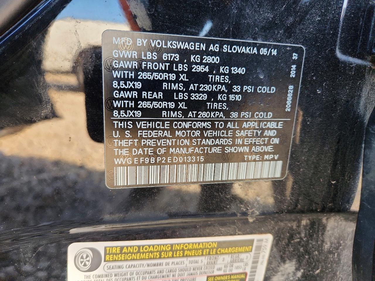 2014 VOLKSWAGEN TOUAREG V6 photo 13