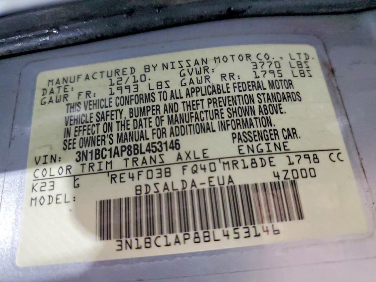 2011 NISSAN VERSA 1.8 S photo 23