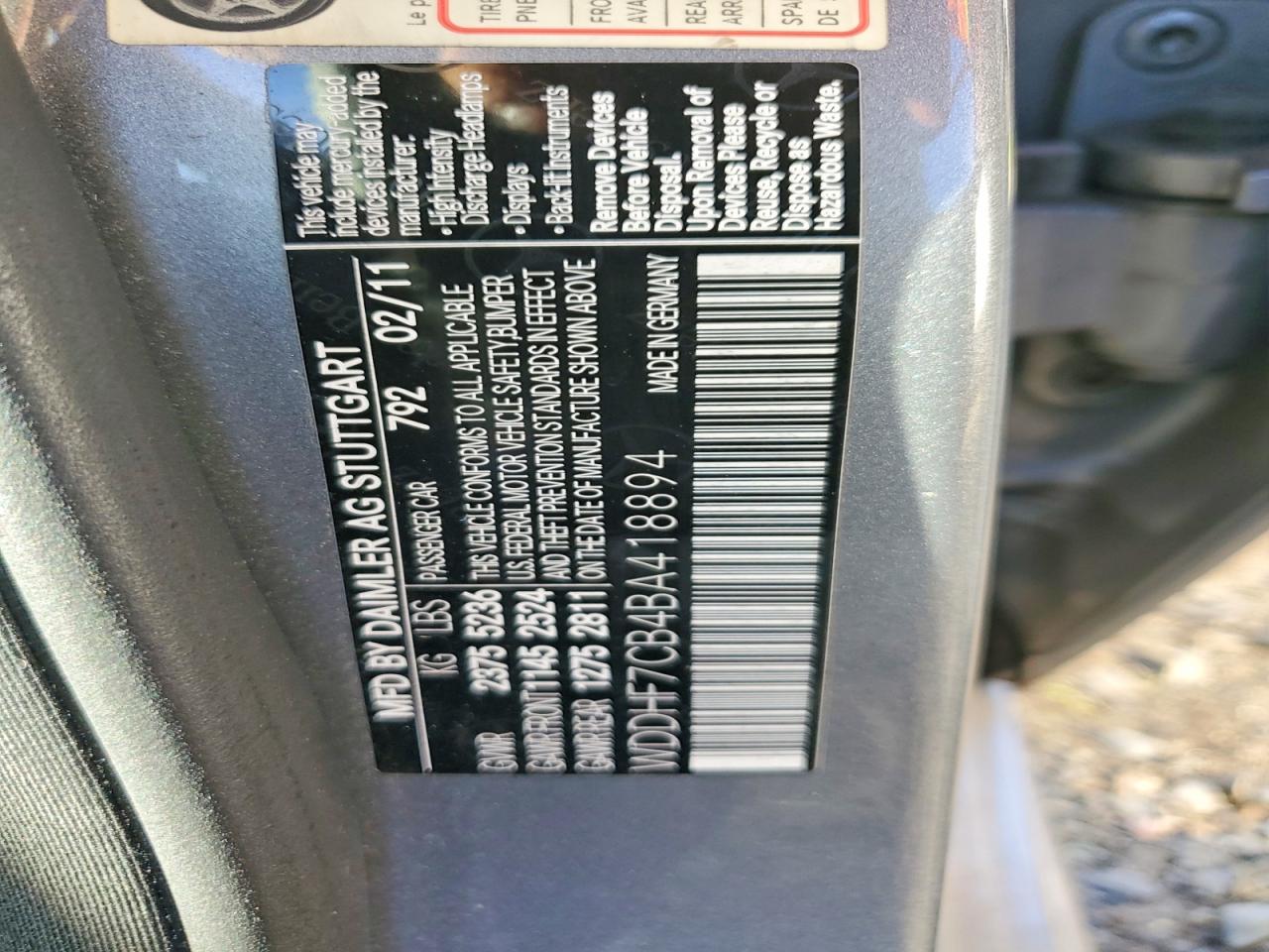2011 MERCEDES-BENZ E 550 photo 12