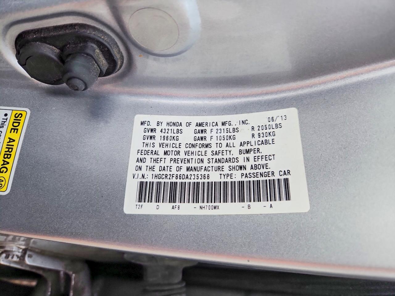 2013 HONDA ACCORD EXL photo 25