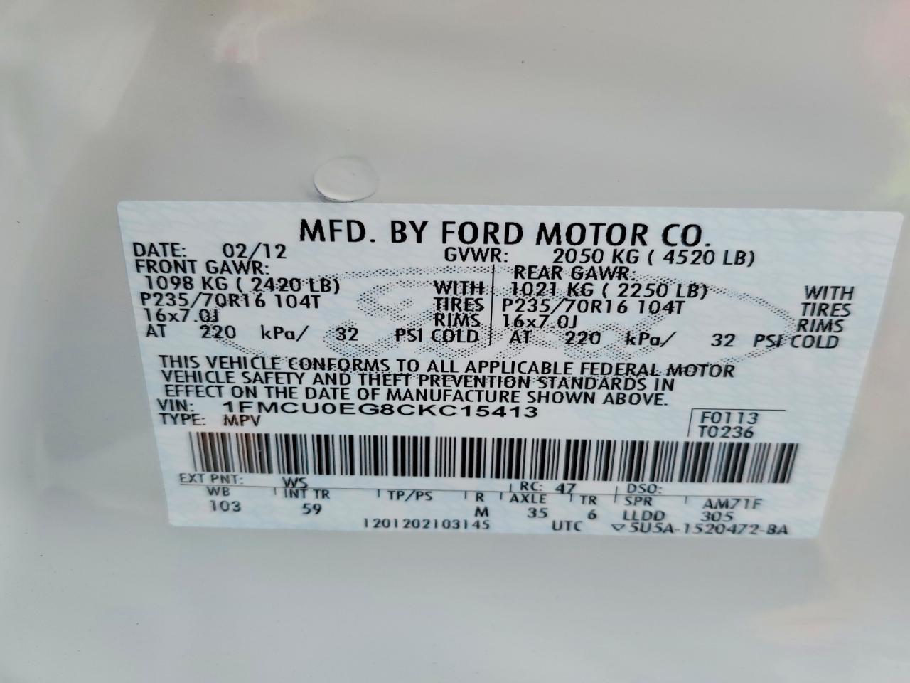 2012 FORD ESCAPE LIMITED photo 13
