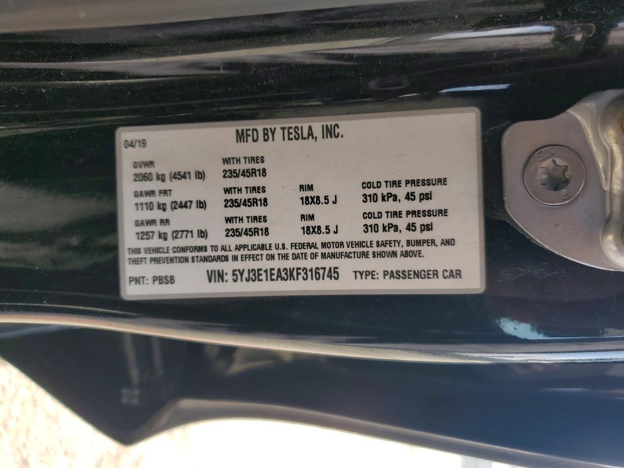 2019 TESLA MODEL 3 photo 25