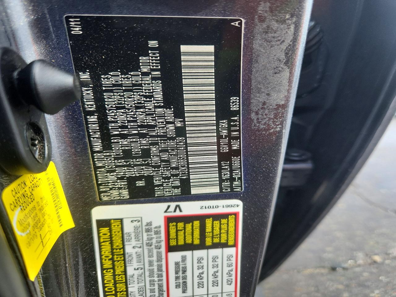 2011 TOYOTA VENZA FWD V6 photo 27