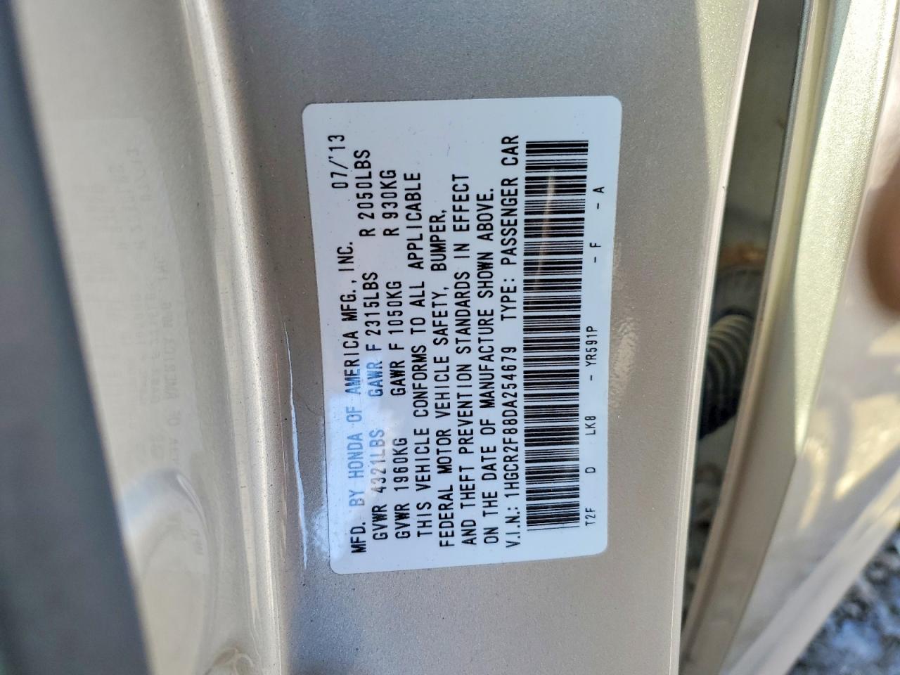 2013 HONDA ACCORD EXL photo 13