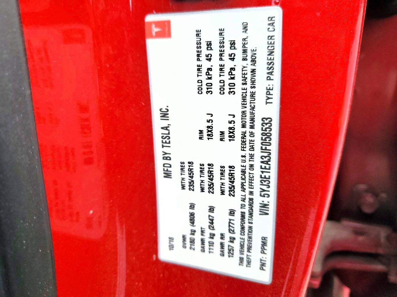 2018 TESLA MODEL 3 photo 34